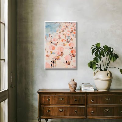 Tableau - OceanVibe™ - Parasols Roses - Ma Maison Rêvée
