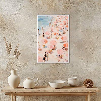 Tableau - OceanVibe™ - Parasols Roses - Ma Maison Rêvée