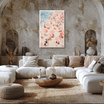 Tableau - OceanVibe™ - Parasols Roses - Ma Maison Rêvée