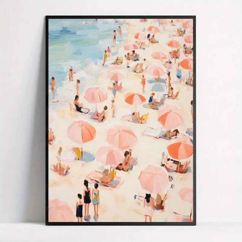 Tableau - OceanVibe™ - Parasols Roses - Ma Maison Rêvée
