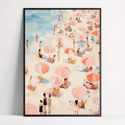Tableau - OceanVibe™ - Parasols Roses - Ma Maison Rêvée