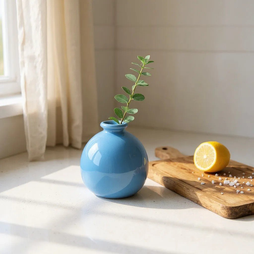 Vase en Céramique - ZenHydroVase™ - Bleu - Ma Maison Rêvée
