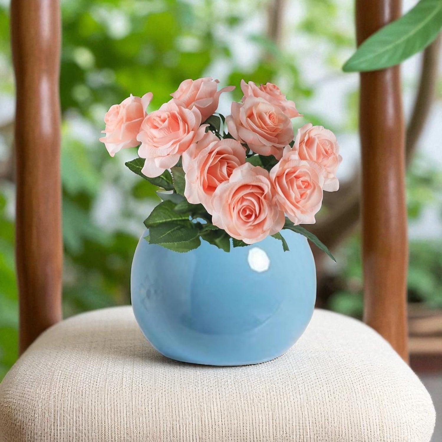 Vase en Céramique - ZenHydroVase™ - Bleu - Ma Maison Rêvée