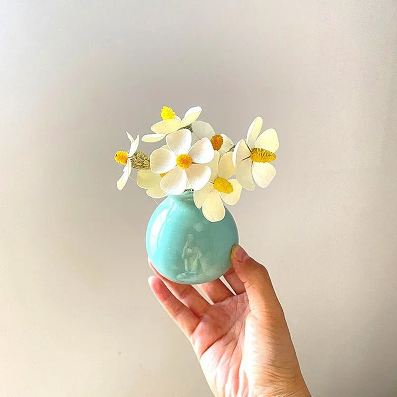 Vase en Céramique - ZenHydroVase™ - Cyan - Ma Maison Rêvée