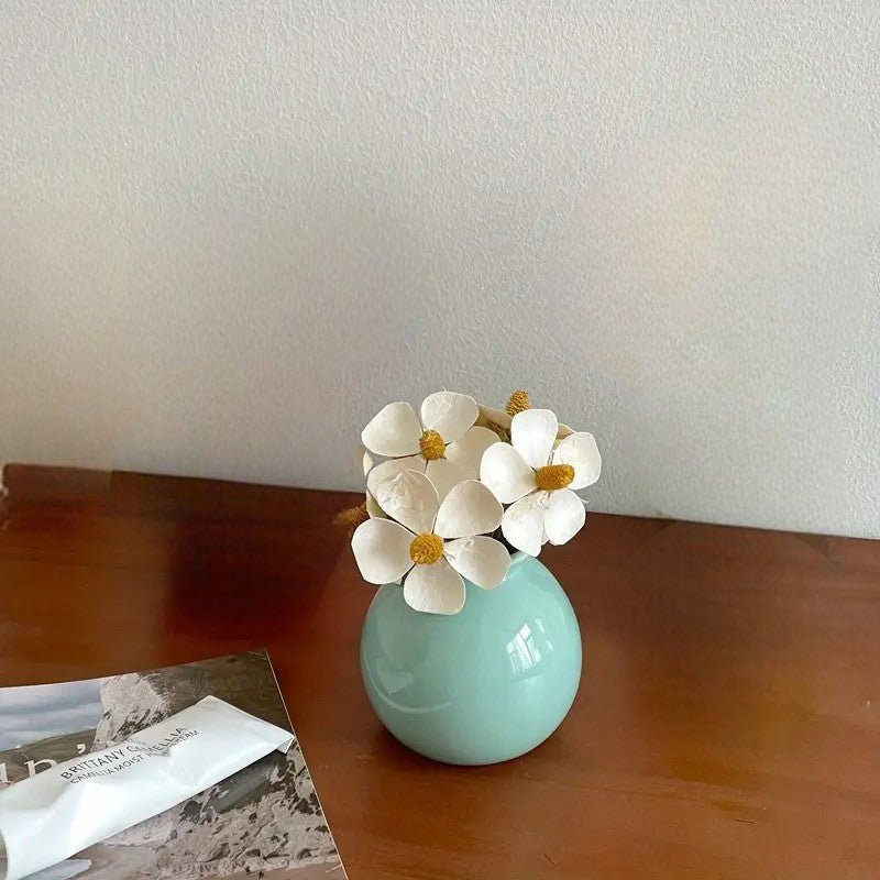 Vase en Céramique - ZenHydroVase™ - Cyan - Ma Maison Rêvée