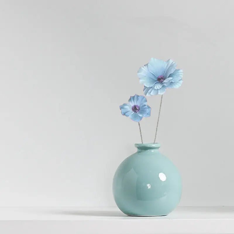 Vase en Céramique - ZenHydroVase™ - Cyan - Ma Maison Rêvée