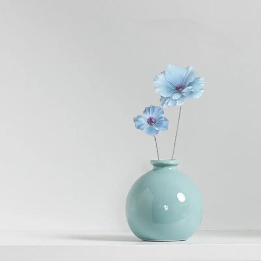 Vase en Céramique - ZenHydroVase™ - Cyan - Ma Maison Rêvée