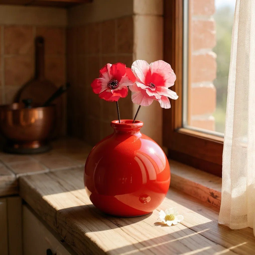 Vase en Céramique - ZenHydroVase™ - Rouge - Ma Maison Rêvée