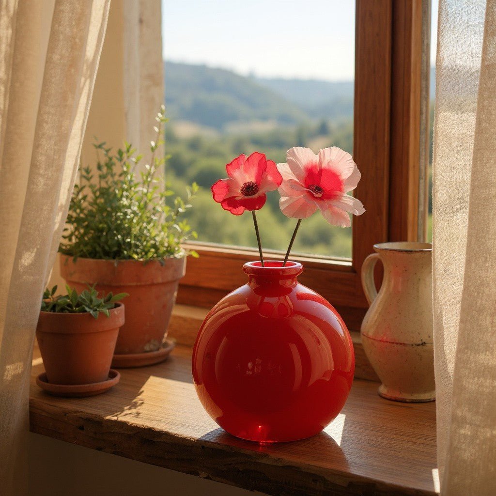 Vase en Céramique - ZenHydroVase™ - Rouge - Ma Maison Rêvée
