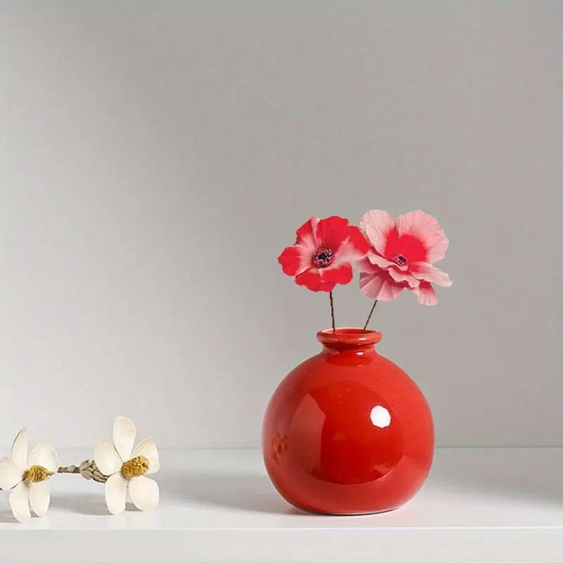 Vase en Céramique - ZenHydroVase™ - Rouge - Ma Maison Rêvée