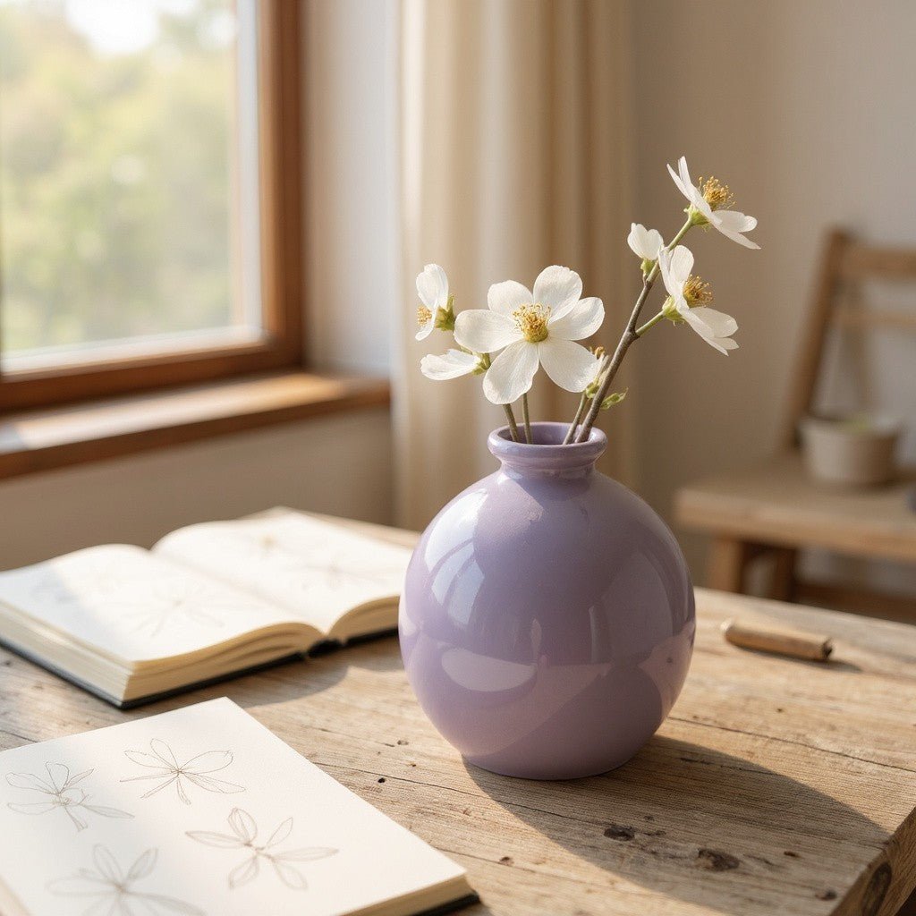 Vase en Céramique - ZenHydroVase™ - Violet - Ma Maison Rêvée